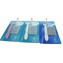 进口美安刀片6刀头+刀架卡纸包装