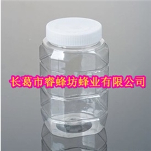 带内盖1000G全透明蜂蜜瓶/方形带楞白色塑料蜂蜜瓶子一件130个