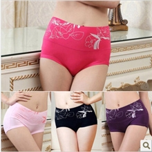 【秋季新品】女士高腰印花收腹提臀三角裤粘胶纤维大码内裤批发