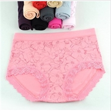 【秋季新品】淘宝爆款大码竹纤维内裤女士高腰蕾丝花边内裤批发