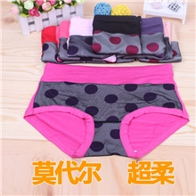 新款中高腰莫代尔女士内裤大码圆点内裤批发10色