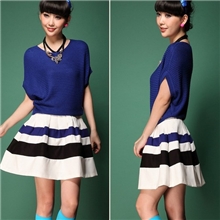 厂家直销现货供应2013秋冬新品淘宝热销明星同款韩版条纹裙套装