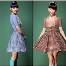 2013秋冬款连衣裙复古学院风文艺小清新蝴蝶结针织公主连衣裙女