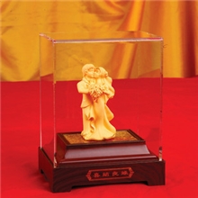 厂家批发喜结良缘绒沙金工艺品摆件结婚公仔创意婚庆礼品