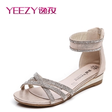 特价爆卖2013夏季新款平底坡跟凉鞋时尚水钻舒适女鞋批发