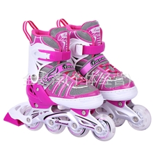 新款伴威902-3儿童溜冰鞋套装闪光轮可调旱冰鞋成人直排轮滑鞋