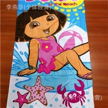 卡通印花全棉朵拉dora浴巾沙滩巾