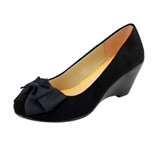 正品老北京布鞋蝴蝶结女鞋单鞋坡跟黑色工装鞋工作鞋大码41