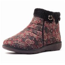 正品京翔老北京布鞋柔软舒适保暖妈妈鞋高帮侧拉链中老年棉鞋