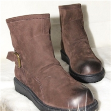 欧洲站2013新款磨砂真皮马丁靴复古皮带短靴子平底女靴厂家批发