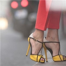 厂家批发2013RV赵薇舒淇刘嘉玲明星款鱼嘴拼色T带细跟高跟女凉鞋