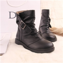 2013新款欧美真皮短筒靴简约皮带扣短靴子平底皮拼接女靴马丁靴