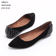 2013秋季新款时尚小尖头后包铆钉单鞋女超舒服柔软绒面平底单鞋