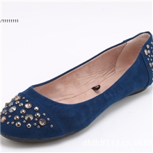 CENTRO铆钉饰绒面平底鞋圆头休闲舒适甜美浅口小单鞋外贸原单