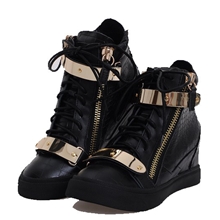 欧美鳄鱼纹休闲鞋内增高真皮高帮鞋GZ真皮靴欧美鞋鞋子工厂