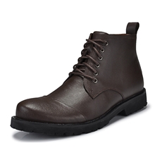 秋冬男鞋皮靴真皮英伦潮流男士高帮鞋马丁靴日常休闲绑带男靴