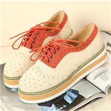 2012秋款学院风松糕鞋厚底鞋时尚平底平跟单鞋女鞋拼色英伦鞋