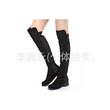 2012秋冬欧美呛口小辣椒过膝长靴子反绒仿牛皮平底高筒弹力靴新款