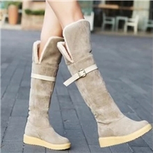厂家提供韩版平跟防滑过膝长靴皮带扣冬季保暖马丁靴