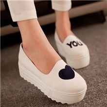 优质推荐2103韩版厚底松糕鞋一脚蹬增高帆布鞋英伦休闲船鞋