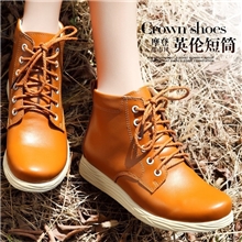 批发秋冬加绒英伦女鞋真皮平底内增高单鞋高帮女鞋舒适休闲鞋代理