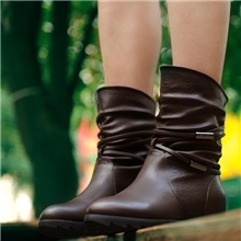 批发代理秋冬复古保暖女鞋内增高中筒靴羊毛女式雪地靴免费代理