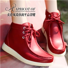2013秋冬新款英伦女鞋内增高真皮单鞋平底系带高帮休闲鞋批发