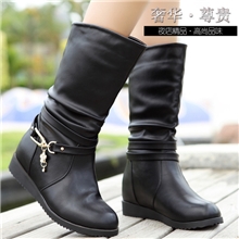 批发秋冬新款女鞋防水防滑保暖中筒雪地靴平底内增高女靴代理