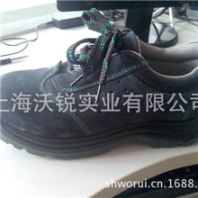 加厚反绒牛皮PU双密度绿色大底防砸上海沃锐安全防护鞋