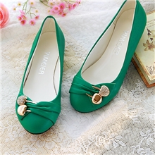 新款女式单鞋细羊纹PU防滑橡胶底平跟简约休闲单鞋9-8