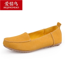 爱情鸟真皮女鞋豆豆鞋反绒皮磨砂皮休闲女单鞋平底鞋厂家批发代理