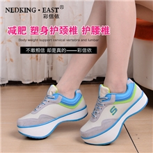 彩信依秋款女式休闲单鞋磨砂牛皮负跟鞋矫正腰痛瘦腿瘦身鞋休闲鞋