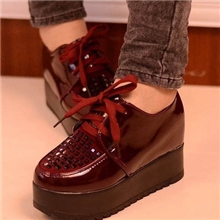 2013新款铆钉款厚底单鞋松糕鞋系带款隐形增高厚底松糕鞋