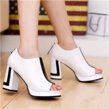 女鞋批发2013秋季新款欧美拼色粗跟鱼嘴高跟防水台凉鞋单鞋女鞋