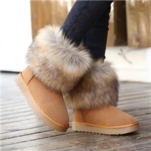 冬季舒适狐狸毛厚毛雪地靴保暖加厚毛绒女平底短靴雪地靴代发