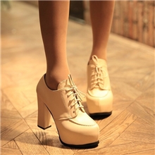 欧洲站专柜正品夜店粗跟防水台超高跟恨天高骑士马丁系带短靴女