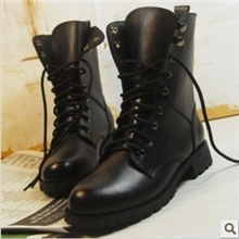 时尚新款女靴机车靴骑士靴粗跟系带马丁靴女中筒靴批发