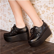 街头混搭原宿厚底鞋VIVI杂志潮2013坡跟单鞋女松糕鞋复古女式鞋