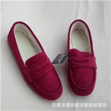 2013外贸新款欧美真皮磨砂牛皮单鞋女鞋加绒平底鞋豆豆鞋学生