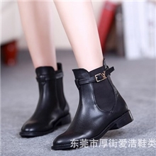 2013新款真皮头层牛皮女靴粗方跟短靴低跟平底马丁靴猪皮里工作鞋