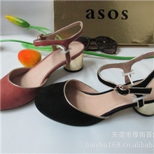 欧美13年羊皮复古50年代圆头娃娃圆柱金色中跟东莞女鞋批发