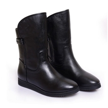 2013秋冬欧美明星新款真皮羊毛一体翻边两穿平底防水短靴批发