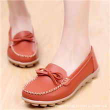 2013新款豆豆鞋平底妈妈鞋蝴蝶结真皮女单鞋牛筋底休闲女鞋
