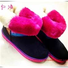 2013新款时尚拼接彩色毛口低筒牛筋底加厚雪地靴批发厂家直销