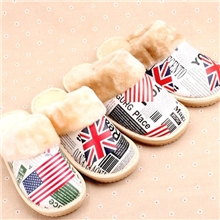 个性英国美国国旗吹气硬底情侣款棉拖鞋男女居家保暖拖鞋批发