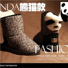 【一件代发】2013秋冬韩版可爱小熊猫脸雪地靴高档厚底短靴女靴