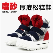 爆裂纹厚底松糕鞋系带2013新款魔术贴温州女鞋厂家批发