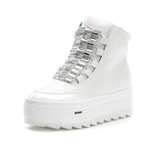 2013秋季新款女式高帮厚底水钻增高松糕休闲韩版坡跟秋学生鞋