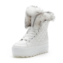 温州女鞋批发冬季女鞋松糕跟兔毛欧美时尚内增高靴子女靴雪地棉靴