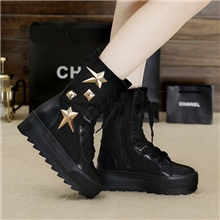 松糕鞋女鞋潮秋新款中筒高帮鞋韩版金属装饰厚底女鞋厂家直销